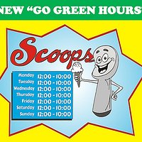 Effective 06/14/20. New hours for SCOOPS ICE CREAM SHOP.