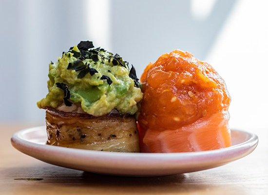 This is our speciality salmon and eggplant vegan cake