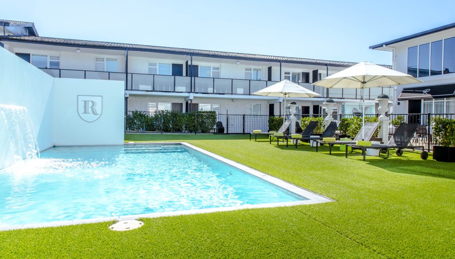 Geothermally heated outdoor pool.