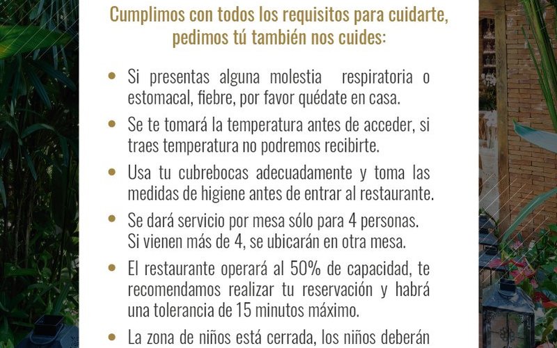 Cuidémonos! 
Es la nueva regla!
Nosotros felices de recibirte de vuelta. 
