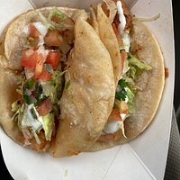The "Amazing Tacos" menu item. These are shrimp.