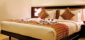 Narayans Leela Inn in Udaipur, image may contain: Cushion, Home Decor, Furniture, Bed