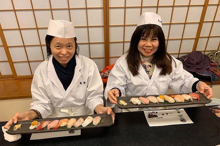 Sushi-making class taught by a professional master sushi chef and  sake-tasting tour