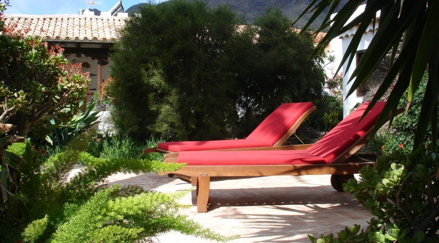 sunbeds in the garden