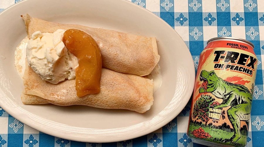 Peach and Amaretto dessert crepes