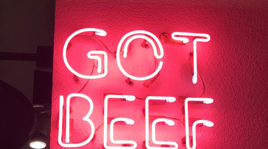 Neon sign of the burger stand