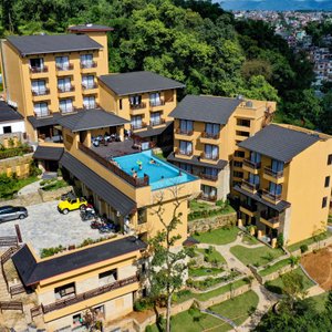 Bar Peepal Resort in Pokhara, image may contain: Hotel, Resort, Building, City