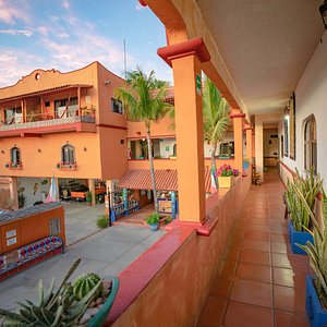 Posada LunaSol Hotel in La Paz, image may contain: Resort, Hotel, Villa, Person