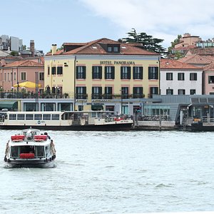 Hotel Panorama in Lido di Venezia, image may contain: Waterfront, Boat, Ferry, Barge