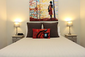 CocknBull Boutique Hotel in Echuca, image may contain: Cushion, Table Lamp, Lamp, Furniture