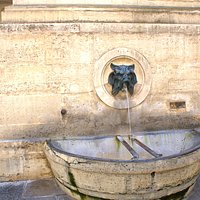 Vasque de la Fontaine de Mars et Mascaron crachant l'eau /Vasque de la Fontaine de Mars and Mascaron spitting water