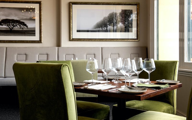 Contemporary dining room in historic space