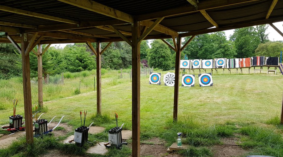 sheltered shooting line and waiting area