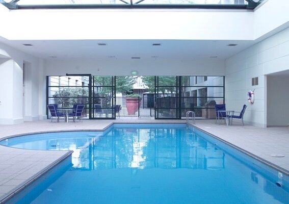 Indoor heated swimming pool.
Retractable roof (during Summer)