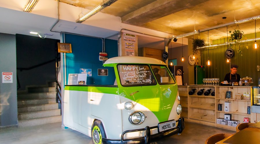 Our reception desk is a world famous Volkswagen car. You must check it out.