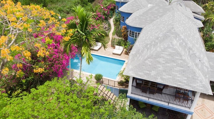 Aerial Shot of The Blue House Boutique B&B in Ocho Rios Jamaica
