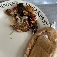 Chicken meat kebab which was 3 quarters full of salad and they took 15 mins to get my order to complete . Never going again