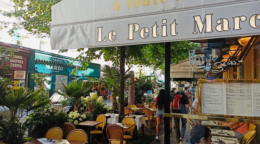 Café des Chats whith a dog