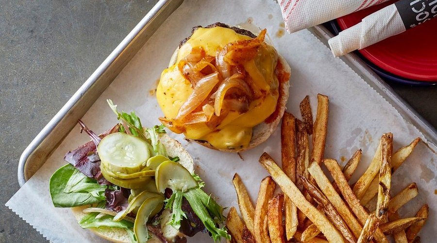 Custom ground burgers and fries handcut daily
