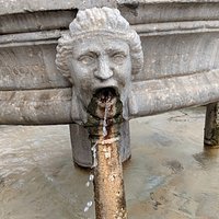 Young Mans face on Griffoul Fountain.