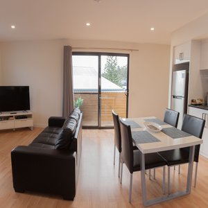 Two bedroom apartment lounge, kitchen & dining area
