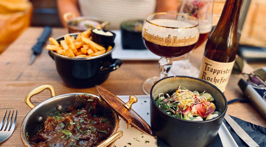 Mals rund, gestoofd in Westmalle Trappist met de aanbevolen Rochefort Trappist 