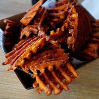 The waffling lets the slices cook quicker . They were yumm ..