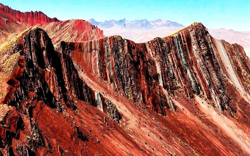 Pallay Poncho Rainbow Mountain Peru. This mountain is new attraction of the Cuzco Peru