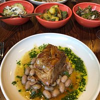 The incredible slow cooked lamb with beans and seasonal sides