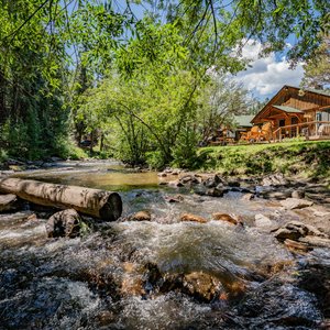 Duplex Cabins - view of duplex cabins from bank of Bear Creek