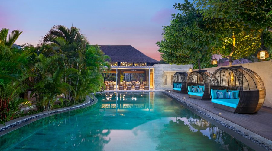Resort Main Pool Sunset time 