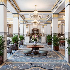 Francis Marion Hotel in Charleston, image may contain: Dining Room, Dining Table, Indoors, Table