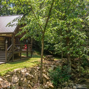 Fishing Creek Cabin sitting directly on our winding creek.