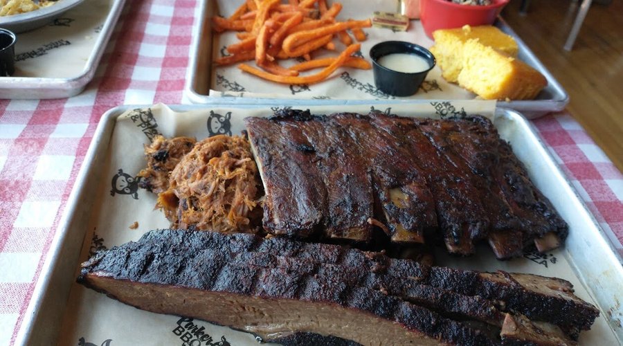 Pitmaster's  Platter: generous portions of three meat choices.