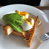 Poached eggs with avocado on wholemeal