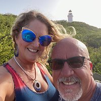 Capturing some selfies with the lighthouse.