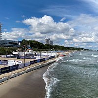Ein Panorama auf den Ostseestrand.Timmendorfer Strand