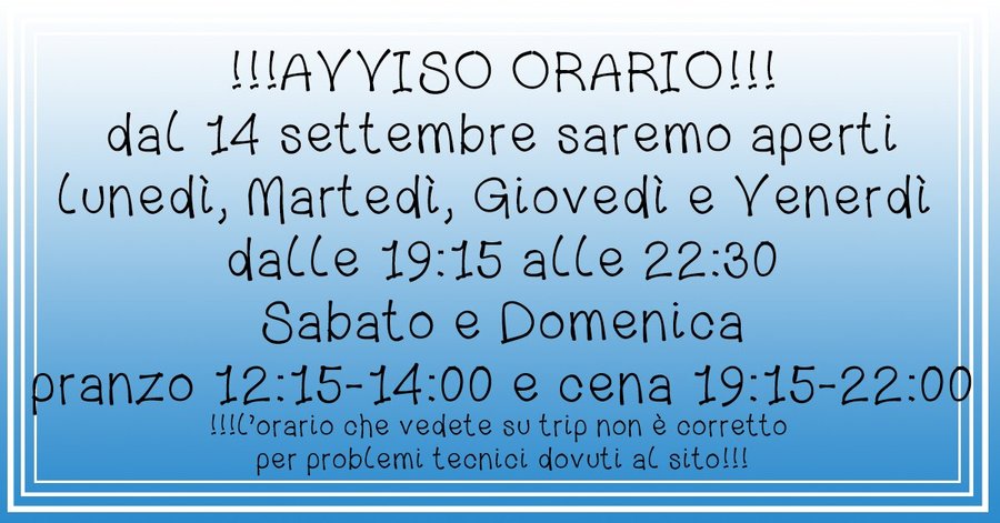Orario ufficiale da lunedì 14 settembre