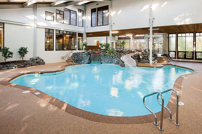 Indoor Pool with Slide and Cascading Waterfall 