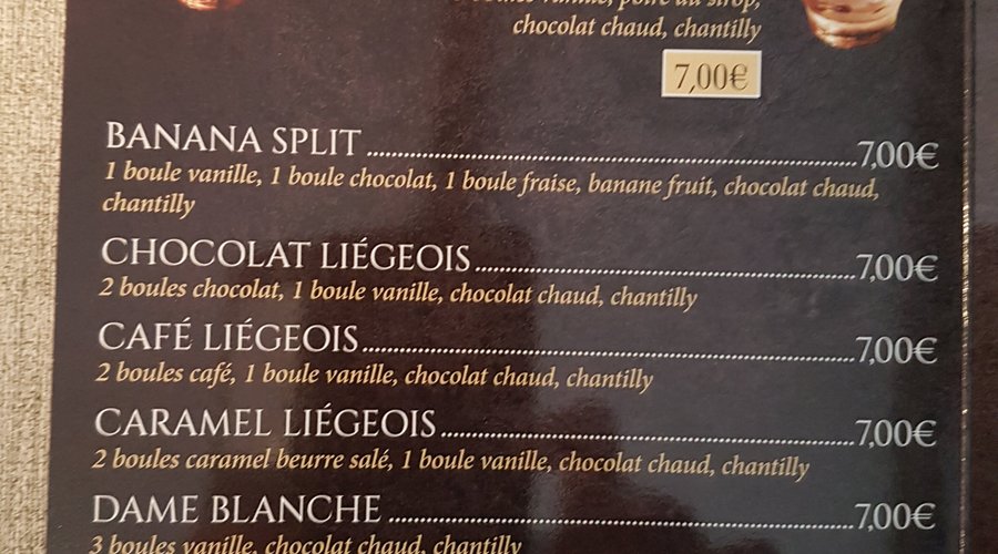 carte des glaces