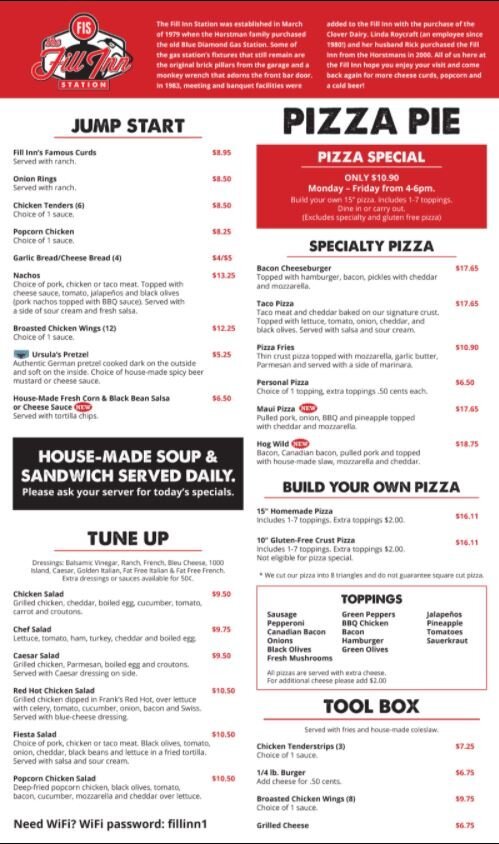 THE FILL-INN STATION, Chippewa Falls - Menu, Prices & Restaurant ...