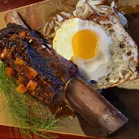 Braised Short Rib with hash and fried egg......Steak and Egg