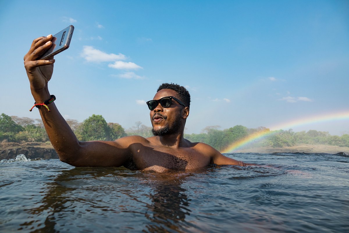 Selfie on the edge of Victoria Falls