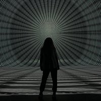 in front of one of the digital installations
