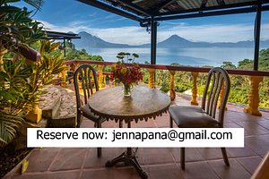 Jenna's River Bed and Breakfast in Panajachel, image may contain: Resort, Hotel, Chair, Balcony