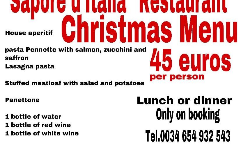 Christmas menu