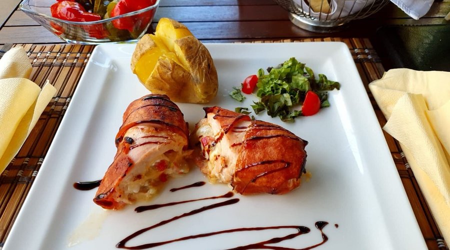 Bacon Wrapped Chicken(the potato is separate, you have to order that)