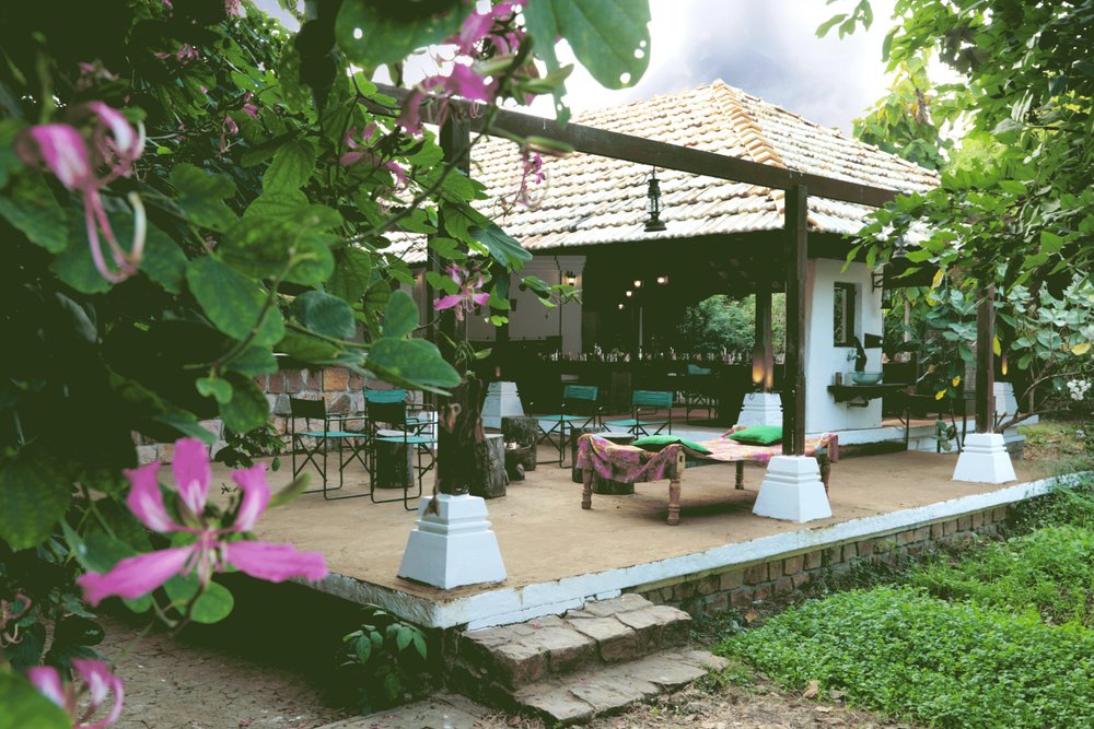The al fresco dining at Svasara-Tadoba called The Teakhouse.