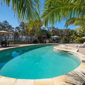 listen to the ocean while swimming in the heated salt water pool