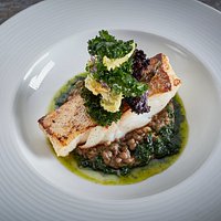 Roast Cod with Crispy Kale & Umbrian Lentils